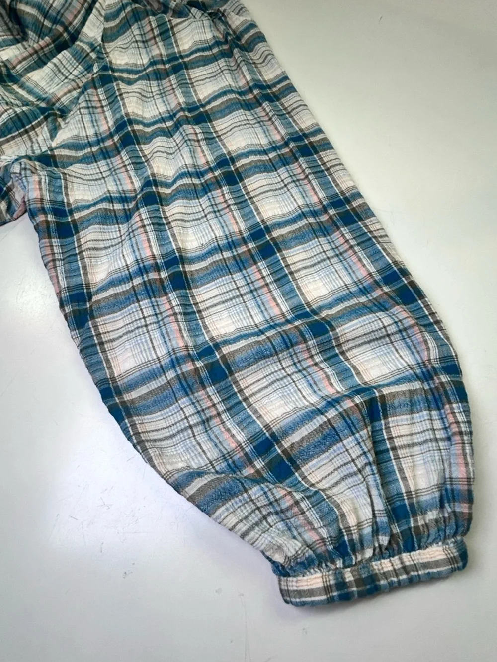 Old Navy Blue Plaid Peasant Boho Button Down Blouse Top Long Sleeve XXL - Picture 8 of 10